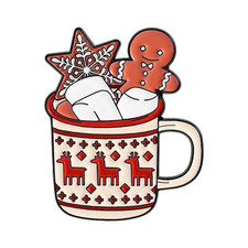 Christmas Drink Enamel Pins Creative Christmas Snowman Gingerbread Coffee Drink picture