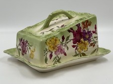 Vintage Royal Bonn Franz Anton Mehlem Covered Cheese Dish Wedge Floral Germany picture