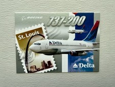 🔥Vintage 2004 Delta Trading Card #14 Boeing 737-200 w/ holder picture
