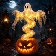 LED Swirling Ghost Pumpkin Yard Lamp | Lighted Halloween Garden Decor, Outdoor L picture