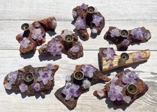 Wholesale Lot 8 Pcs Natural Amethyst Drift Wood sphere Stand - Incense Holder picture