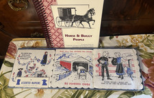 VTG Amish Cookbook & 74 Napkins Cooking With The  Horse & Buggy People NEW picture