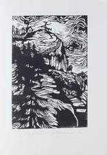 Eva Schliemann - original linocut to Alfred Döblin 'The Crocodile' picture