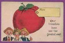 GIANT TOMATO EXAGGERATED VTG PC FARMERS OUR TOMATOES HERE ARE THE GREATEST EVER picture