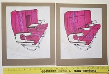 Vtg ORIGINAL HAND DRAWN ART BY GRAPHIC ARTIST FOR AIRLINE SEATING ADVERTISING picture