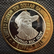 BUFFALO BILL CODY BUFFALO BILLS CASINO RARE Limited Edition 999% .6 Oz Pure Silv picture