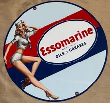 Top Quality Esso Marine Gas Motor Oil vintage reproduction Garage Sign picture