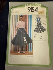 Simplicity 9154 Circle Poodle Skirt Lined Vest 1979 Sewing Pattern 5 6 7 8 Uncut picture
