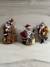 3 VTG 1970s Blow Mold Hard Plastic Santa Claus Christmas Ornament Figures picture