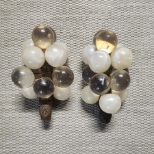 SET OF 2 Vintage Mid Century 60s Clear Frosted Lucite Acrylic Grape Cluster MCM  picture