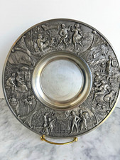 Vintage BMF Zinn 95% Pewter Four Seasons Wall Hanging Plate Relief German 9.5