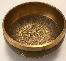 Vtg Nepalese Tibetan 6” Singing Bowl Heavy High Relief Meditation Yoga Healing picture