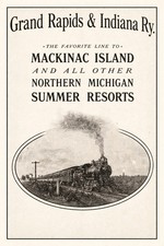 🚂 Vintage Train Travel Poster - Grand Rapids & Indiana Ry - Northern Michigan picture