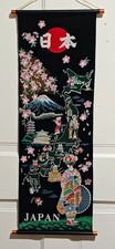Vintage Painted Velvet Wall Hanging Souvenir Japan MCM picture