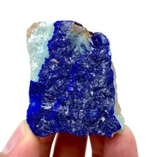 76 Grams Unique Natural Blue AZURITE With Flower ARAGONITE Crystal Specimen picture