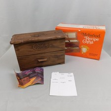 Vintage Lerner Melwood Recipe Chest Divider Cards Thermoplastic Faux-Wood #C542 picture