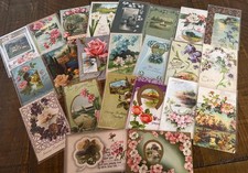 ~Lot of 25~ 1900's Greetings Postcards~Flowers & Scenes~ Floral -in sleeves~s972 picture