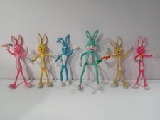 Lot of 6 Vintage Bendable Poseable Bunny Rabbit Bendy Figure Toy 1980s 1990s picture