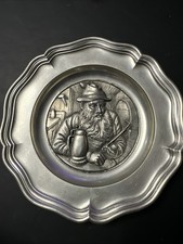 Vintage German Zinn Pewter Kaiser Plate 3D 4.75