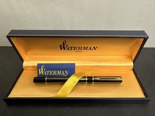 Vintage Waterman Laureat Fountain Pen Black Gold Trim Fine Nib w/ Box  picture