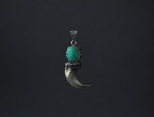 Handcrafted From A Real claw, 925 Sterling Silver Pendant natural Turquoise picture