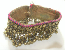1800s rare antique nomadic tribal woman's heavy 5.1 oz anklet gypsy bells 52521 picture