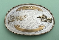 Vintage Huge 5 1/4” Heavy Montana IJRA Rodeo Champion Cowboy Trophy Belt Buckle picture