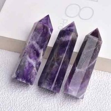 Natural Chevron Amethyst Tower Point Healing Crystal Wands Obelisk Home Decor picture