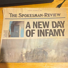 The Spokesman-Review Newspaper Sept 12, 2001 “A New Day of Infamy” picture