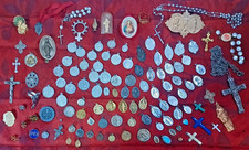 116 Pc Vintage Catholic Religious Jewelry Lot Medals Rosaries Crucifixes Italy  picture