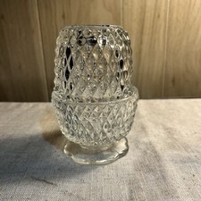 VTG Indiana Glass Fairy Lamp Clear Diamond Point Candle Holder Set picture