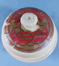 PATE DE FOIE GRAS ZFrench Porcelain Pot w/ lid & Lion Heads & Label picture