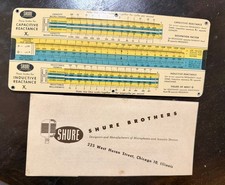 Vintage Shure Brothers Reactance Slide Rule WWII Army Navy w/ Instructions picture