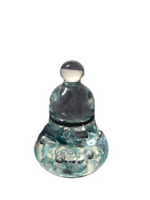 Vintage 1992 Signed Joe Rice Bell Shaped Teal Flowers W/Bubbles Paperweight 4” picture
