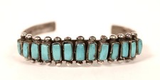 Zuni Pueblo Sterling Silver and Turquoise Cuff Bracelet picture
