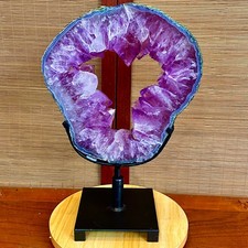 8.4LB Natural Amethyst Cave Crystal Slice Crescent shaped Hand Cut Repai picture