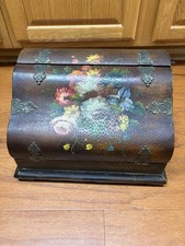 Vintage Wood Hand Painted Stationary Box Desk Organizer picture