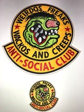 WEIRDO FINK HOTROD RATFINK CAR CULTURE PATCHES  SET BIG & LITTLE IRON ON SEW ON picture