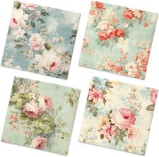 Vintage Floral Napkins-40Pcs Flower Paper Napkins for Tea Party Birthday Baby picture