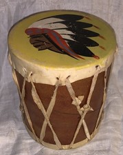 Neat Vintage  Native American Design  Small Drum  Hand Paint Decorated picture