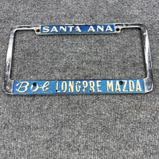 Vintage 1970s Bob Longpre Mazda License Plate *Metal* Frame - Santa Ana, CA picture