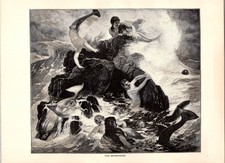 The Mermaidens Arnold Böcklin Tennyson's Mermaid 1892 Book Plate Print TL32 picture