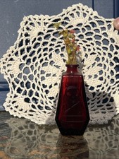 Vintage Wheaton Ruby Red Glass Poison Coffin Bottle RIP Skull Crossbones picture