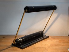 Vintage MCM Postmodern Tubular Desk Lamp Black Brass Fratelli Martini Italy picture