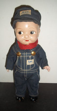 Vintage 30s BUDDY LEE Denim Overalls Engineer Doll Rare COMPOSITION picture
