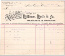 1883 Williams Wells & Co New Haven CT Coal Invoice 7