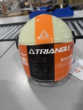 TRIANGLE DOT APPROVED RETRO 3/4 OPEN FACE MOTORCYCLE HELMET MOPED MOTORBIKE | - picture