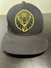 Official Jagermeister Hat Gold Embroidered Black Snap Back Flat Bill Cap picture
