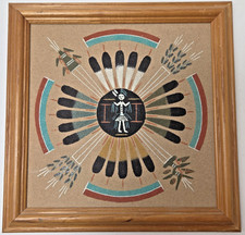 Southwestern Sand Art Sun And Eagle Framed 10