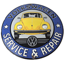Vintage Volkswagen Sign - Porcelain VW Bug Service Repair Car Sales Gas Sign picture